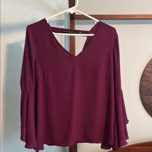 White House Black Market Purple Blouse with Bell Sleeves Size 4